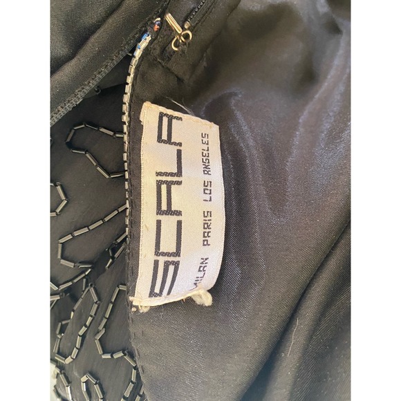 Vtg Scala L 100% silk beaded dress sequins lbd unique cutout - Picture 5 of 6